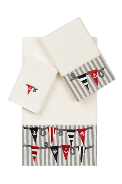 Linum Home Ethan 3-piece Embellished Towel Set In Cream