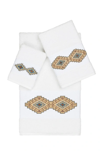 Linum Home Gianna 3-piece Embellished Towel Set In White
