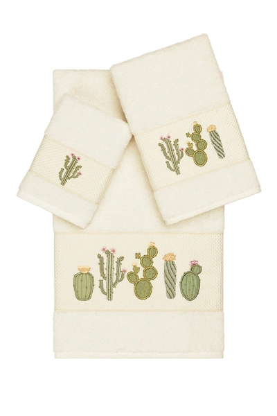 Linum Home Mila 3-piece Embellished Towel Set In Cream