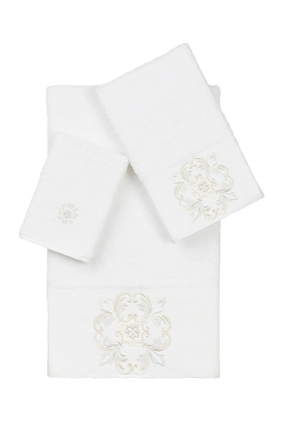 Linum Home Alyssa 3-piece Embellished Towel Set In White