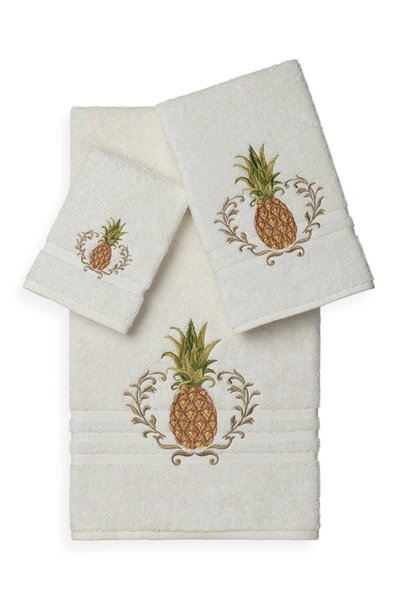Linum Home Welcome 3-piece Embellished Towel Set In Cream