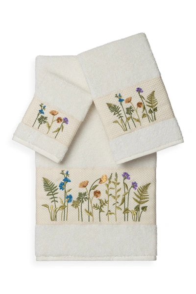 Linum Home Serenity 3-piece Embellished Towel Set In Cream