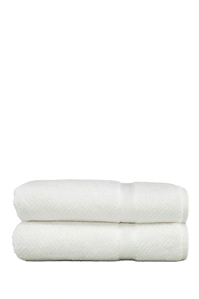 Linum Home White Herringbone Bath Towels