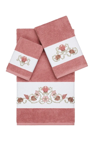 Linum Home Bella 3-piece Embellished Towel Set In Tea Rose