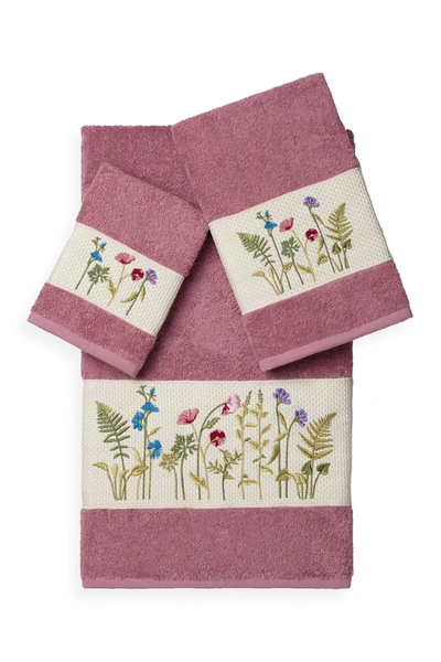 Linum Home Serenity 3-piece Embellished Towel Set In Tea Rose