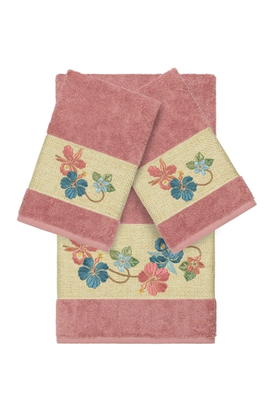 Linum Home Tea Rose Caroline 3-piece Embellished Towel Set