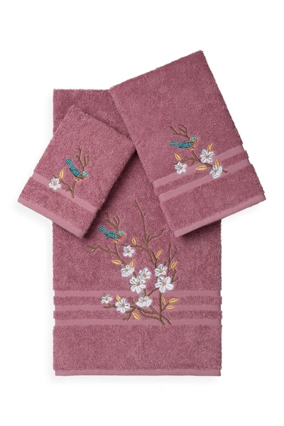 Linum Home Spring Time 3-piece Embellished Towel Set In Tea Rose