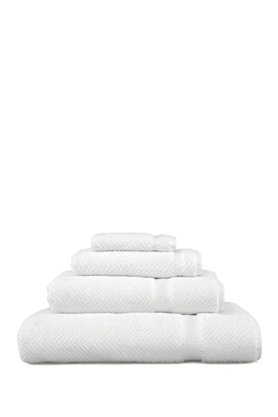 Linum Home White Herringbone 4-piece Towel Set