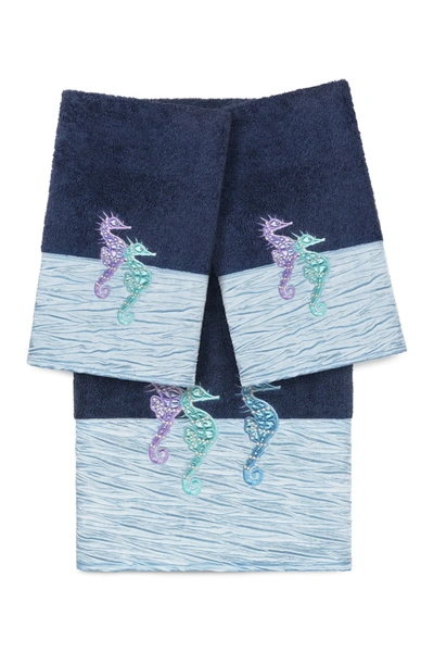 Linum Home Midnight Blue Sofia 3-piece Embellished Towel Set
