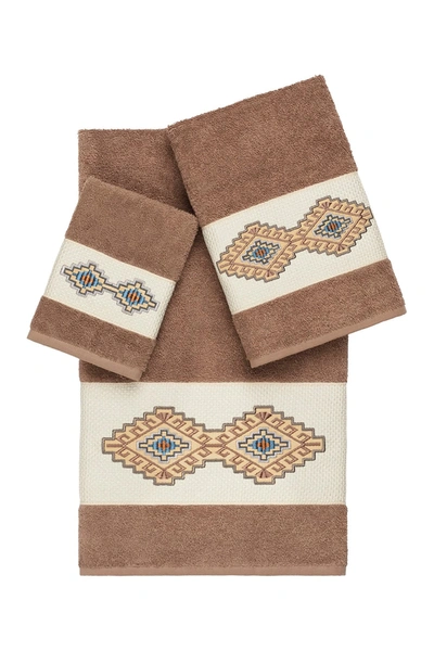 Linum Home Gianna 3-piece Embellished Towel Set In Latte