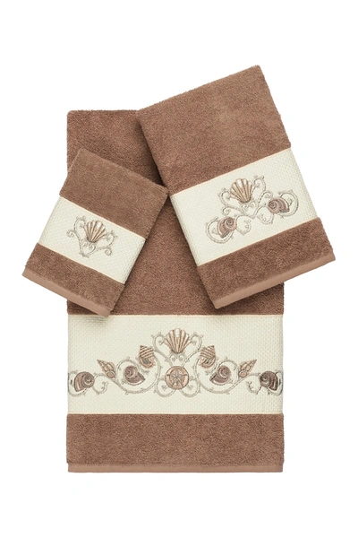 Linum Home Bella 3-piece Embellished Towel Set In Latte