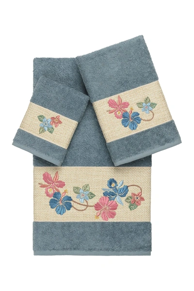 Linum Home Caroline 3-piece Embellished Towel Set In Teal