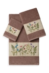 LINUM HOME SERENITY 3-PIECE EMBELLISHED TOWEL SET,190733124651