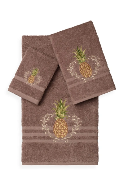 Linum Home Welcome 3-piece Embellished Towel Set In Latte