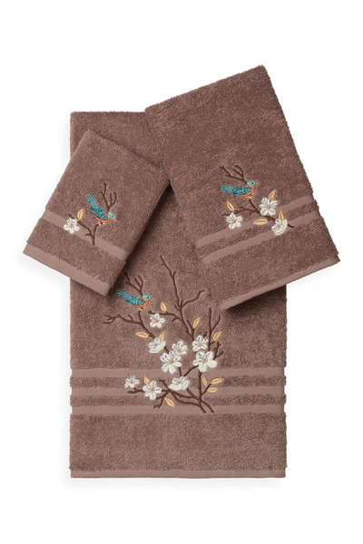 Linum Home Spring Time 3-piece Embellished Towel Set In Latte