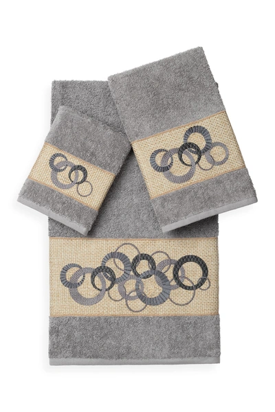 Linum Home Annabelle 3-piece Embellished Towel Set In Dark Grey