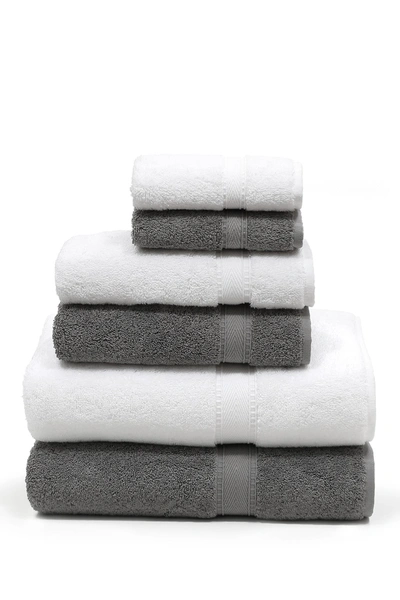 Linum Home Sinemis Terry 6-piece Towel Set In Dark Grey And White