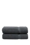 Linum Home Grey Herringbone Bath Towels In Grey