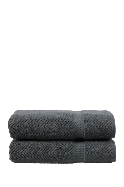 Linum Home Grey Herringbone Bath Towels