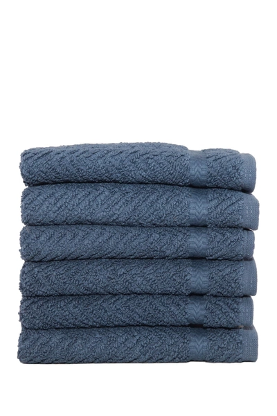 Linum Home Midnight Blue Herringbone Washcloths