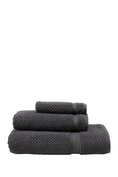 Linum Home Grey Herringbone 3-piece Towel Set