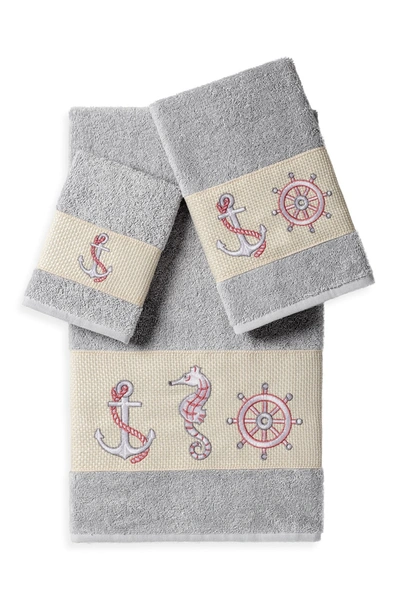 Linum Home Easton 3-piece Embellished Towel Set In Light Grey