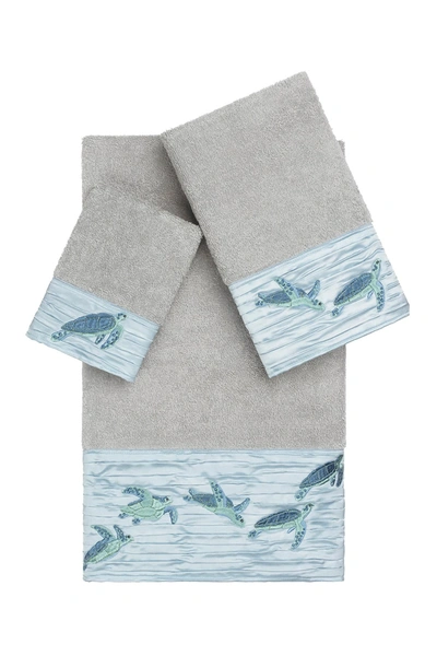 Linum Home Mia 3-piece Embellished Towel Set In Light Grey