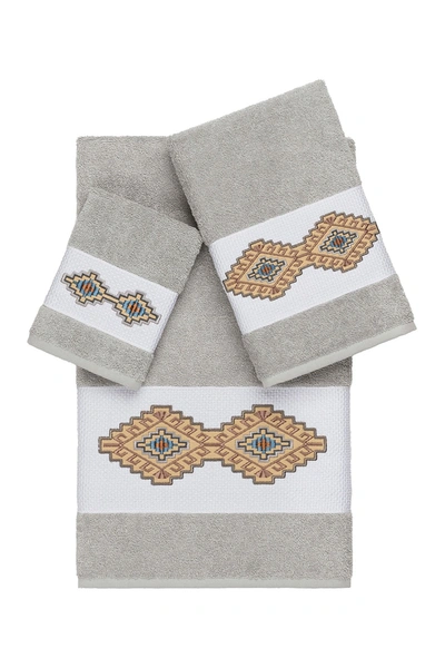 Linum Home Gianna 3-piece Embellished Towel Set In Light Grey