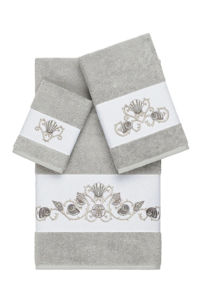 Linum Home Bella 3-piece Embellished Towel Set In Light Grey