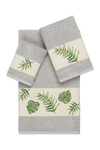 Linum Home Zoe 3-piece Embellished Towel Set In Light Grey