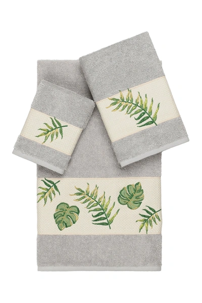 Linum Home Zoe 3-piece Embellished Towel Set In Light Grey