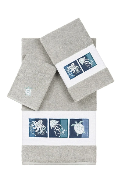 Linum Home Ava 3-piece Embellished Towel Set In Light Gray