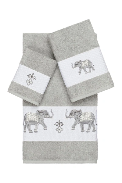 Linum Home Quinn 3-piece Embellished Towel Set In Light Grey