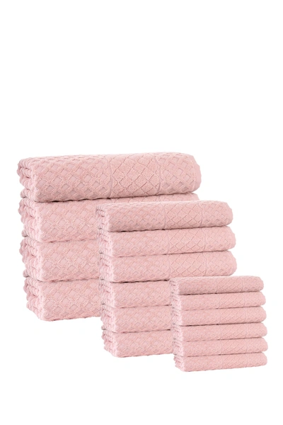 Enchante Home Glossy Turkish Cotton 16-piece Towel Set In Peach