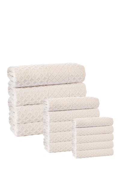 Enchante Home Glossy Turkish Cotton 16-piece Towel Set In Cream