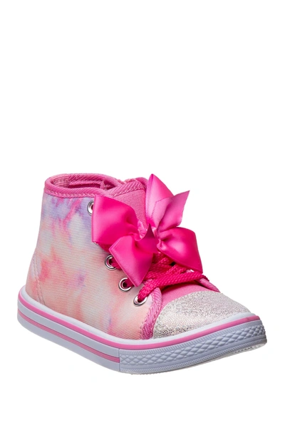 Josmo Kids' Tie Dye Bow High Top Sneaker In Pink