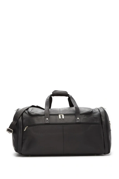David King & Co Extra Large Multi Pocket Leather Duffle Bag In Black