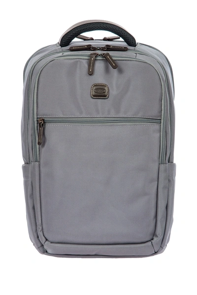 Bric's Luggage Large Nylon Backpack In Grey With Brown