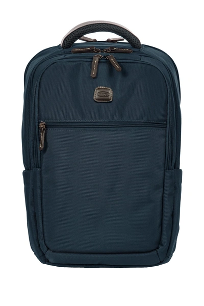 Bric's Luggage Large Nylon Backpack In Navy With Brown