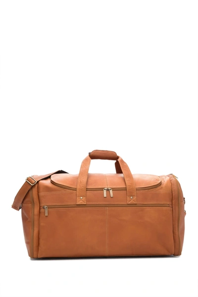 David King & Co Extra Large Multi Pocket Leather Duffle Bag In Tan