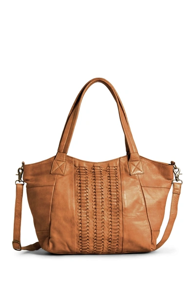 Day & Mood Eve Woven Leather Satchel In Desert Sand