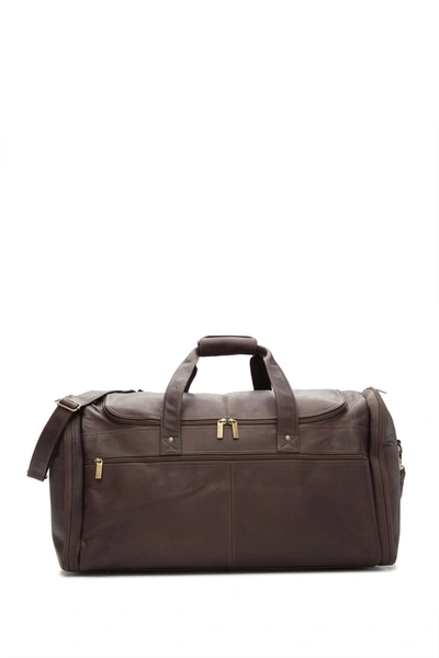 David King & Co Extra Large Multi Pocket Leather Duffle Bag In Cafe
