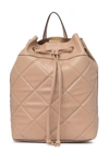 Steve Madden Quinn Quilted Drawstring Backpack In Mushroom