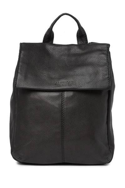 American Leather Co. Liberty Leather Flap Backpack In Black Smooth