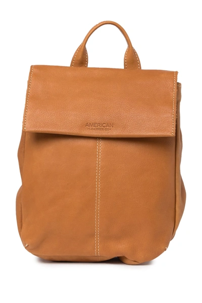 American Leather Co. Liberty Leather Flap Backpack In Caf Latte Smooth