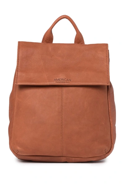American Leather Co. Liberty Leather Flap Backpack In Brandy Smooth