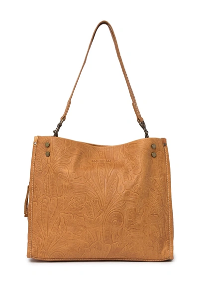 American Leather Co. Lenox Leather Satchel In Caf Latte Tooled