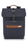 Briggs & Riley Medium Rfid Pocket Foldover Laptop Backpack In Navy