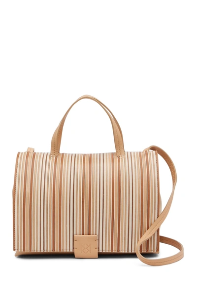 Christopher Kon Striped Combo Leather Satchel In Natural Combo