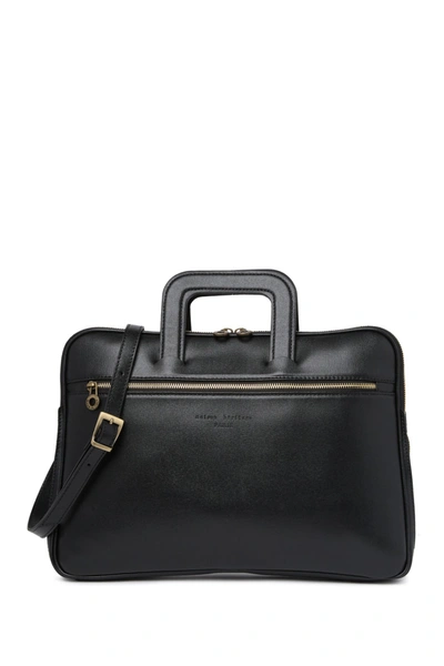 Maison Heritage Leather Document Holder Briefcase In Black